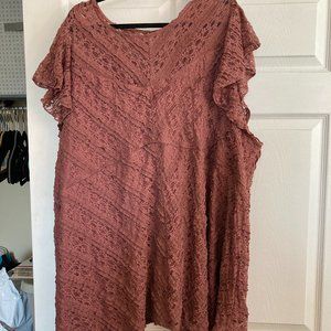 NWT Torrid Lace Top Blouse Size 6 Plus Size Mauve